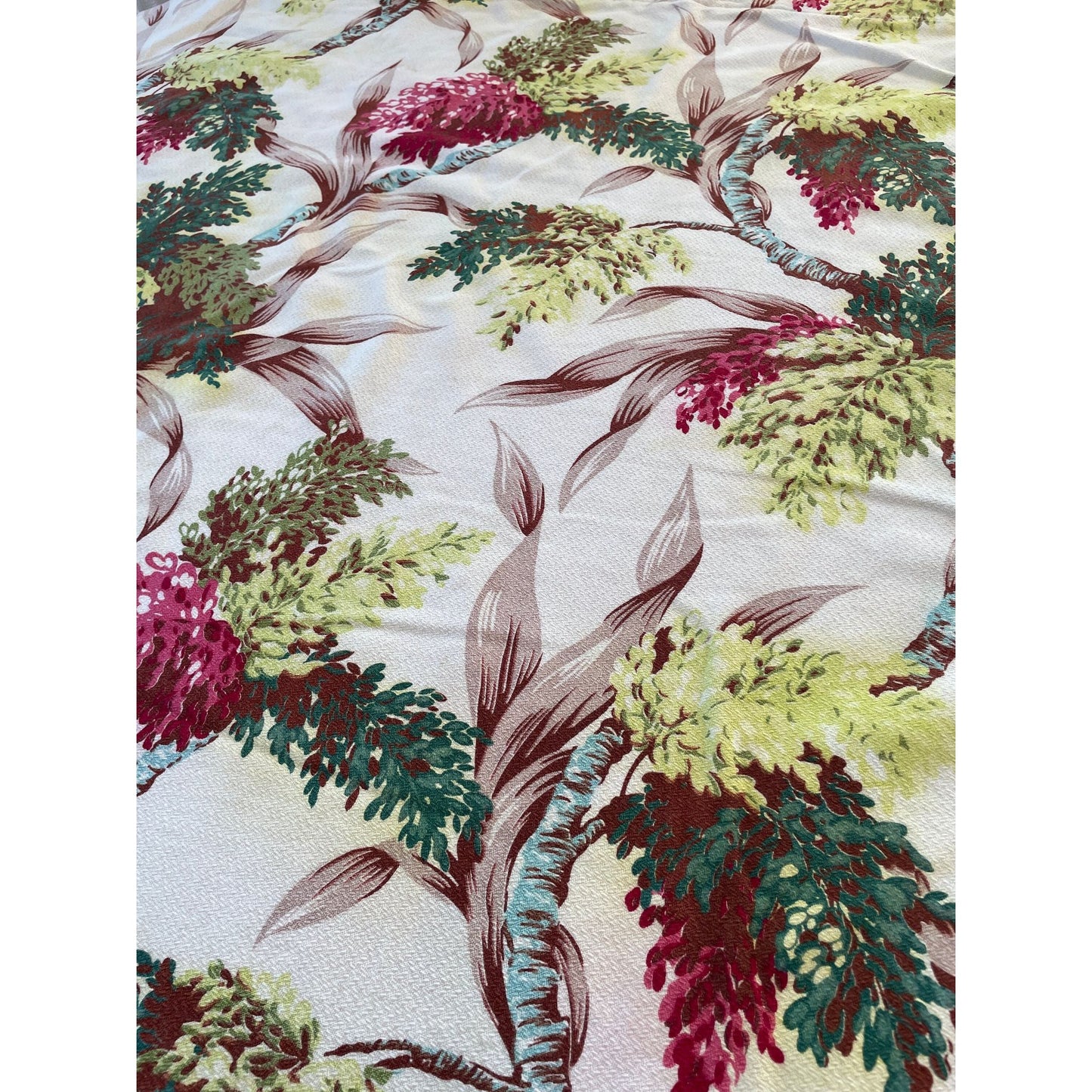 Vintage 50s barkcloth tropical flowers curtain