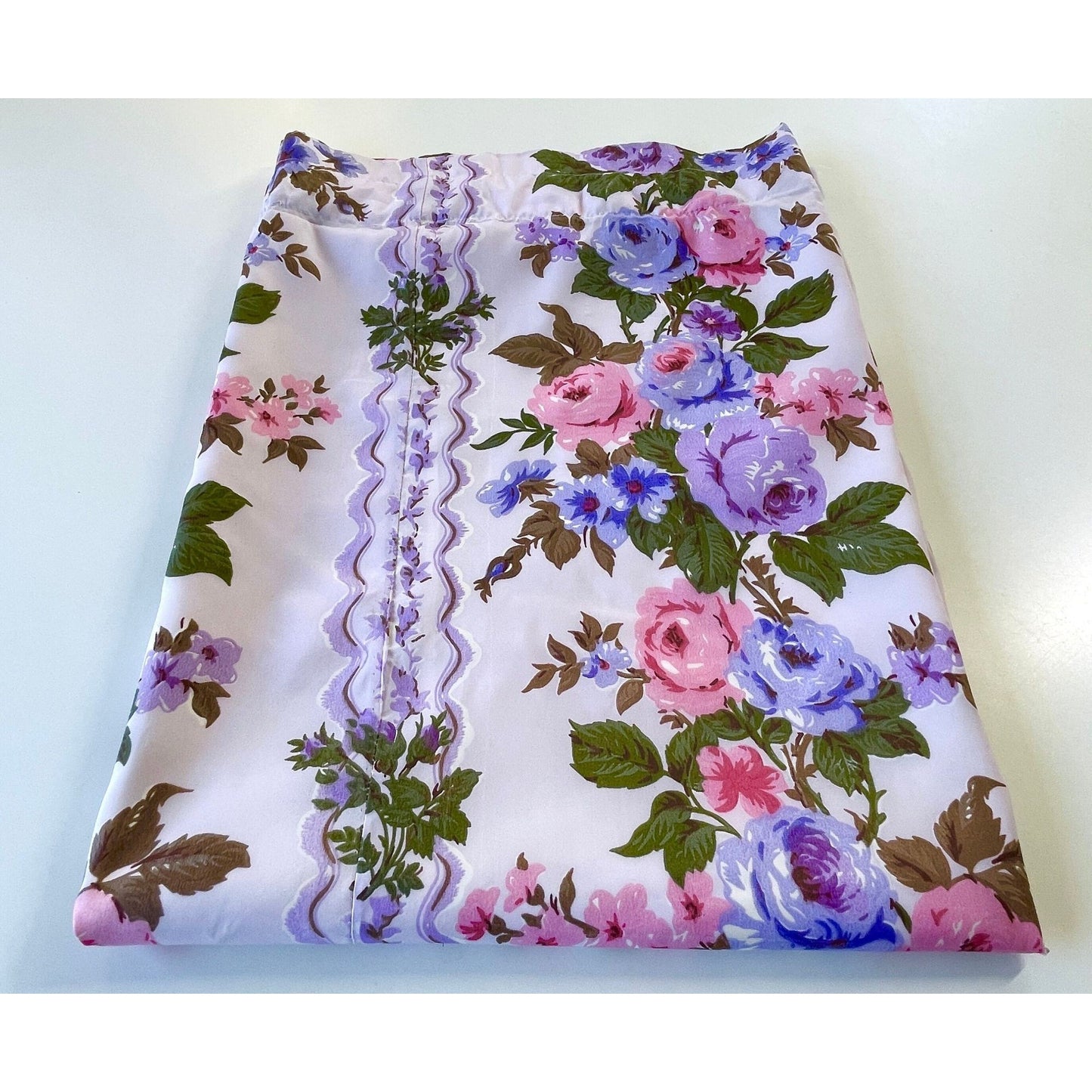 Vintage 60s purple floral curtain panel