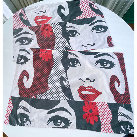 Vintage 80s Pop Art pillowcases set