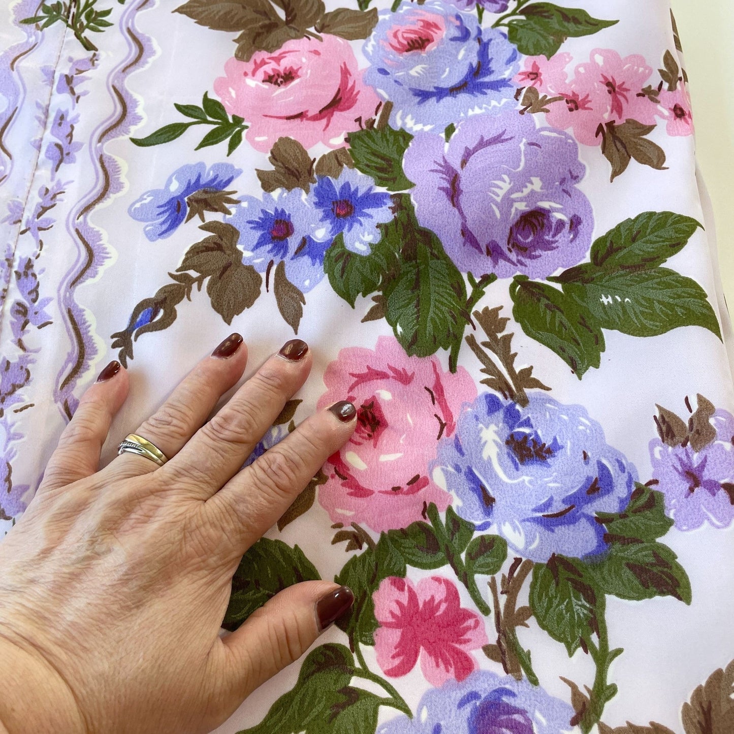 Vintage 60s purple floral curtain panel