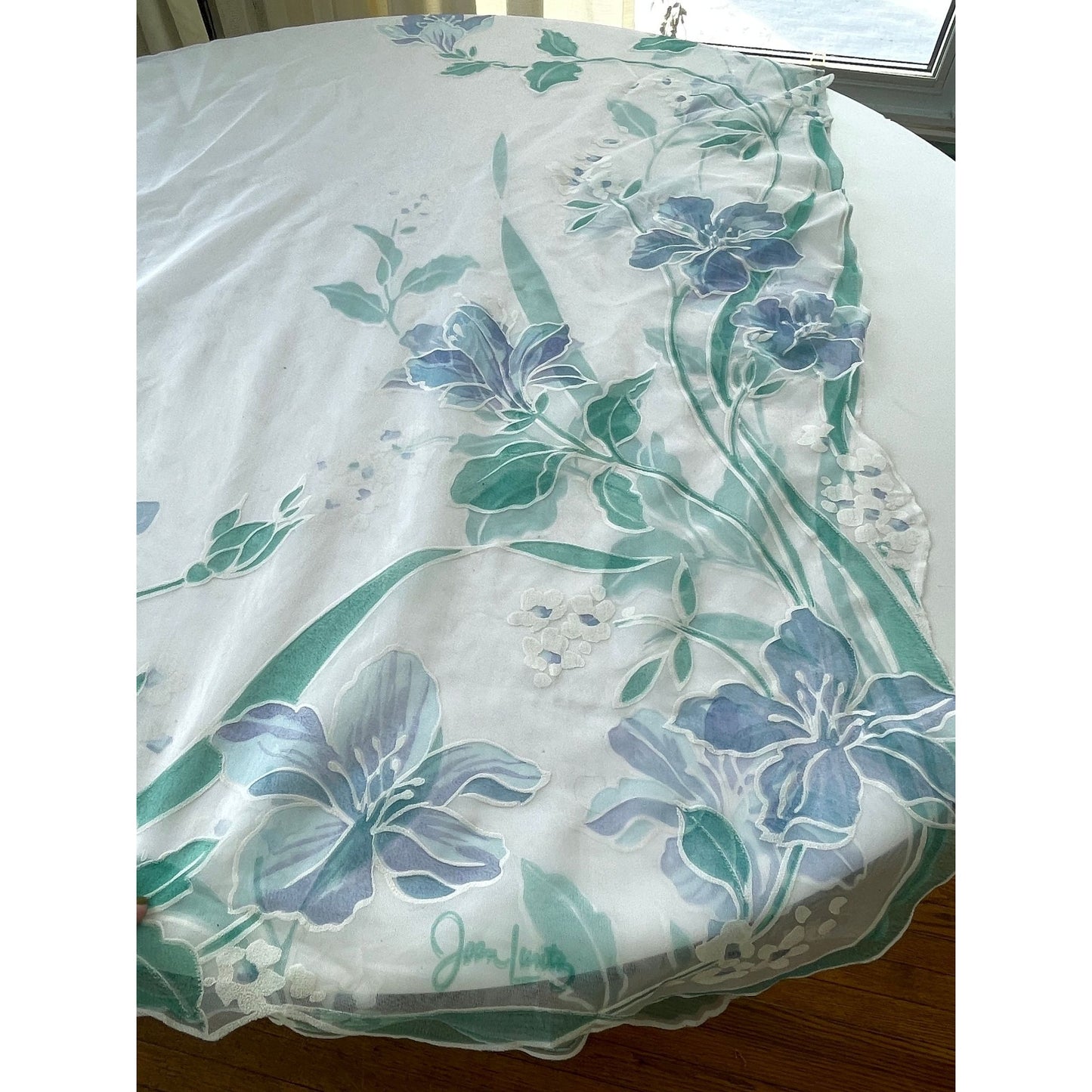 Vintage 80s shower curtain, mint green