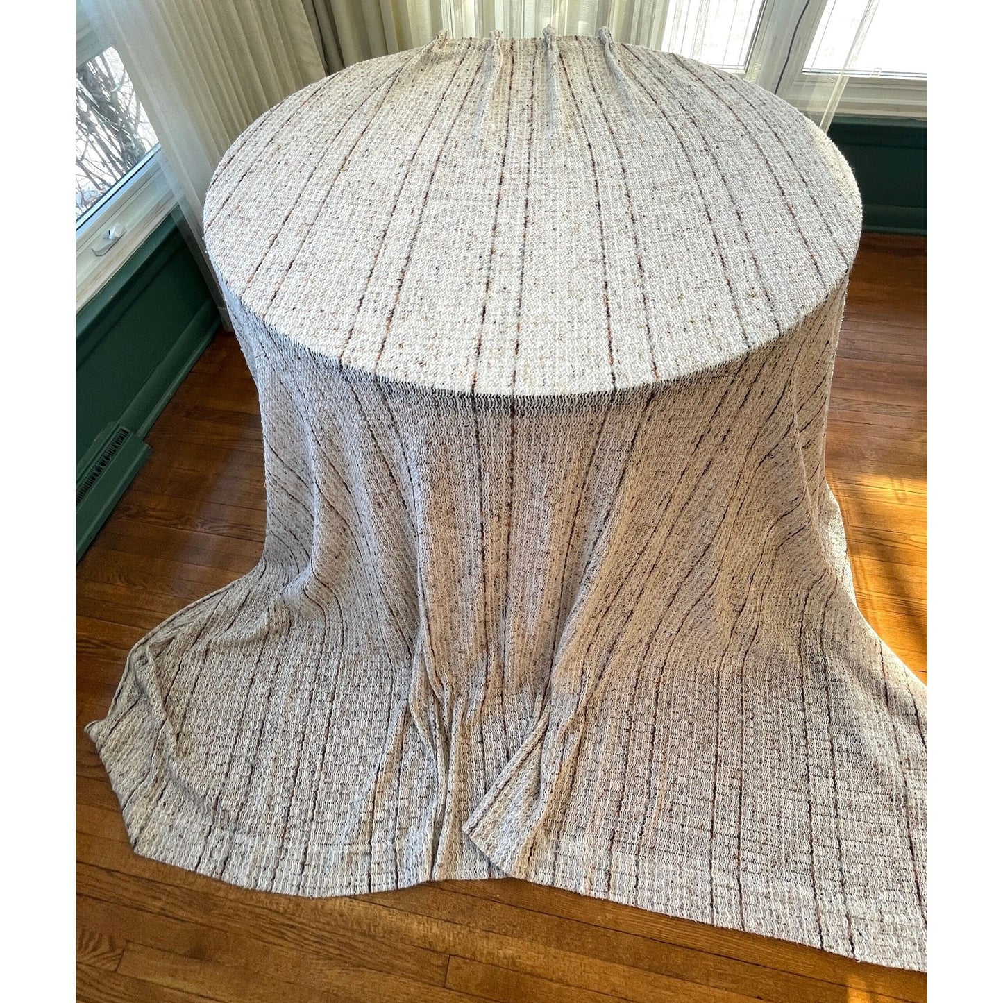 Vintage 70s pleated curtain, ecru, tan, oversized panel
