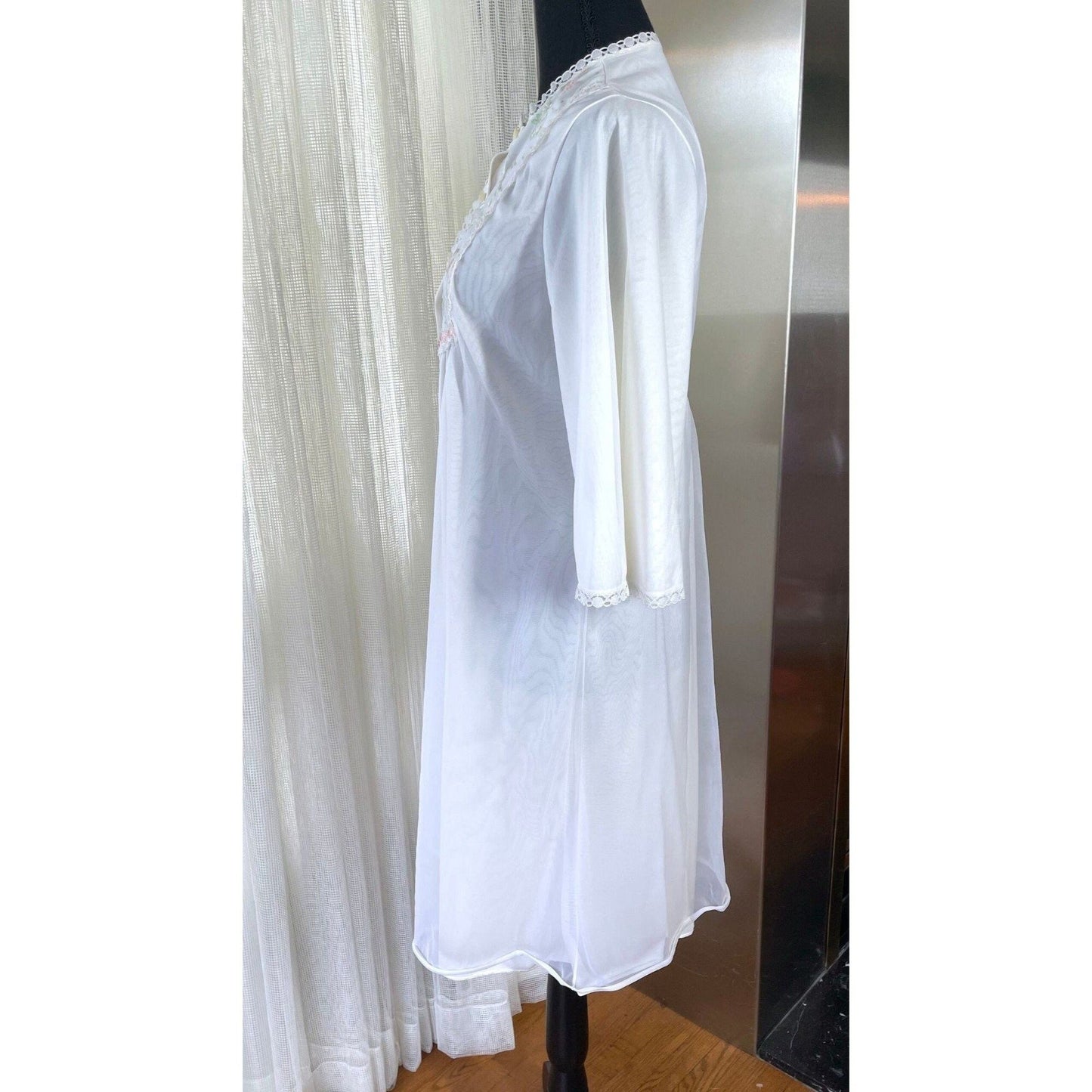 Vintage 80s nightgown, white and pink, FrenchMaid