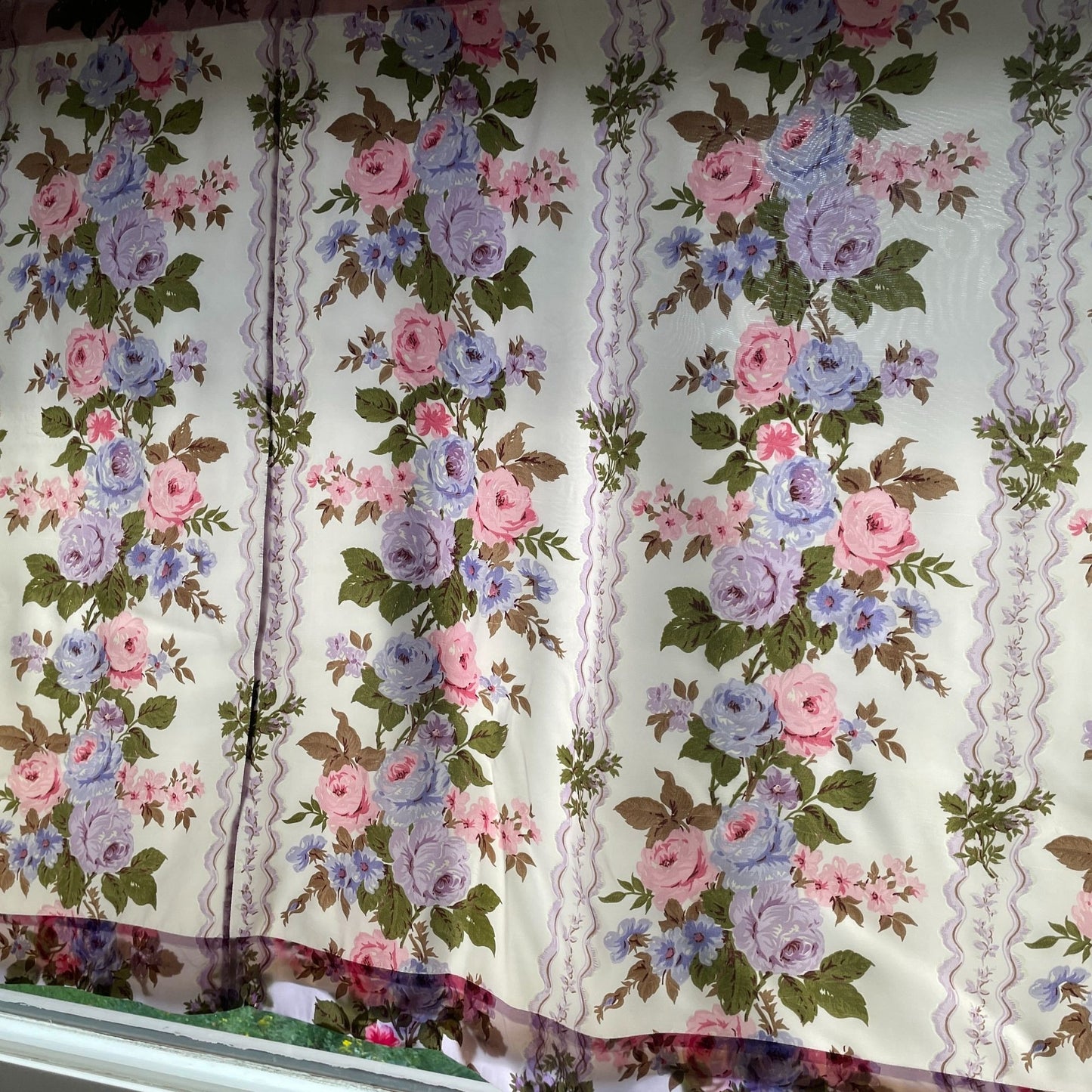 Vintage 60s purple floral curtain panel