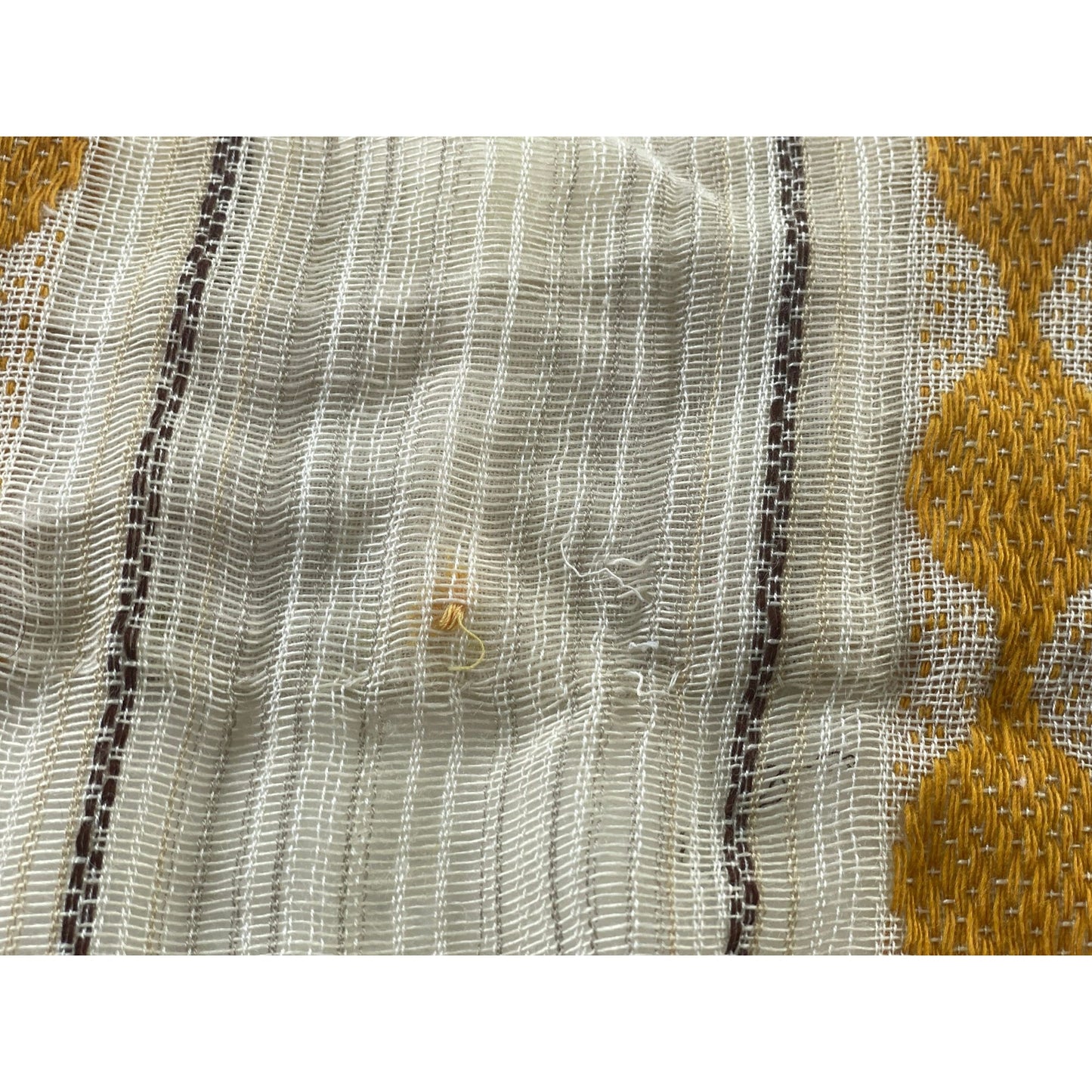 Vintage 70s net woven brown pleated curtain