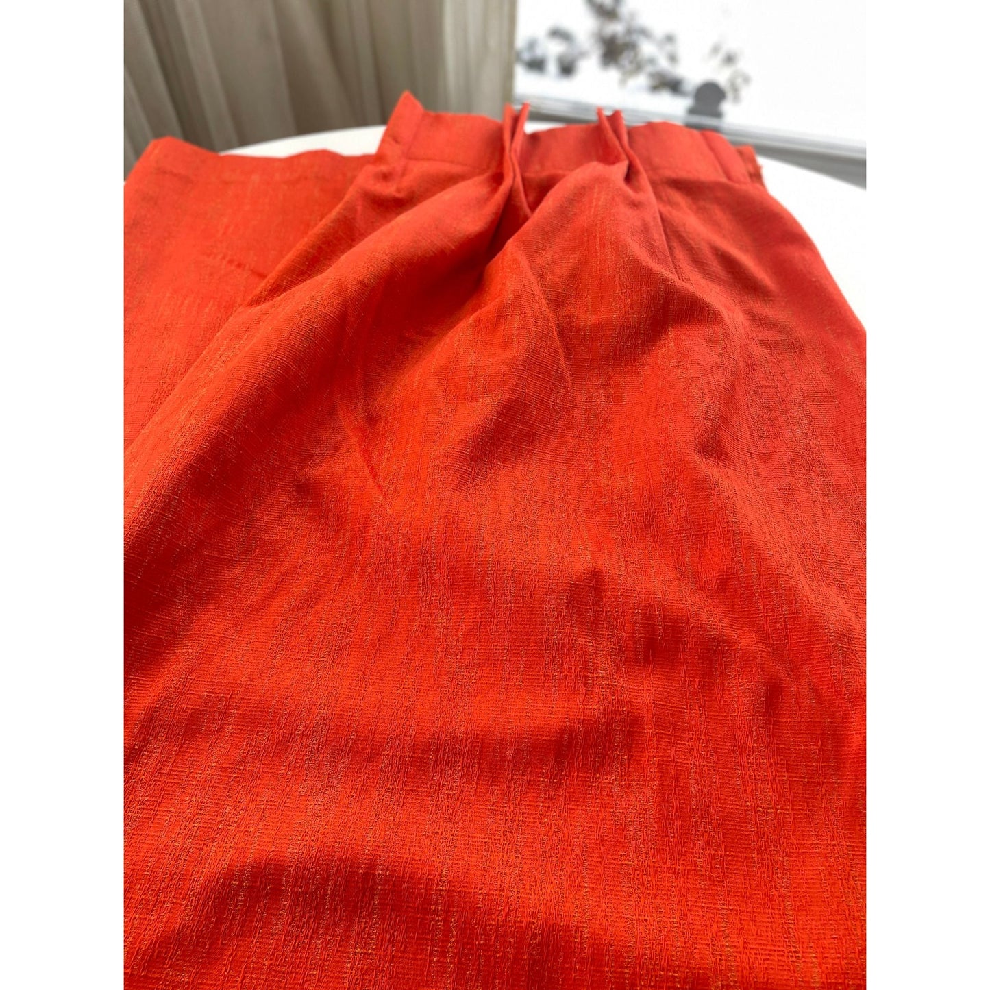 Vintage 60s orange pleated drape