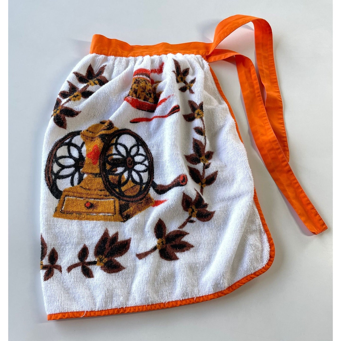 Vintage 70s half apron, terrycloth