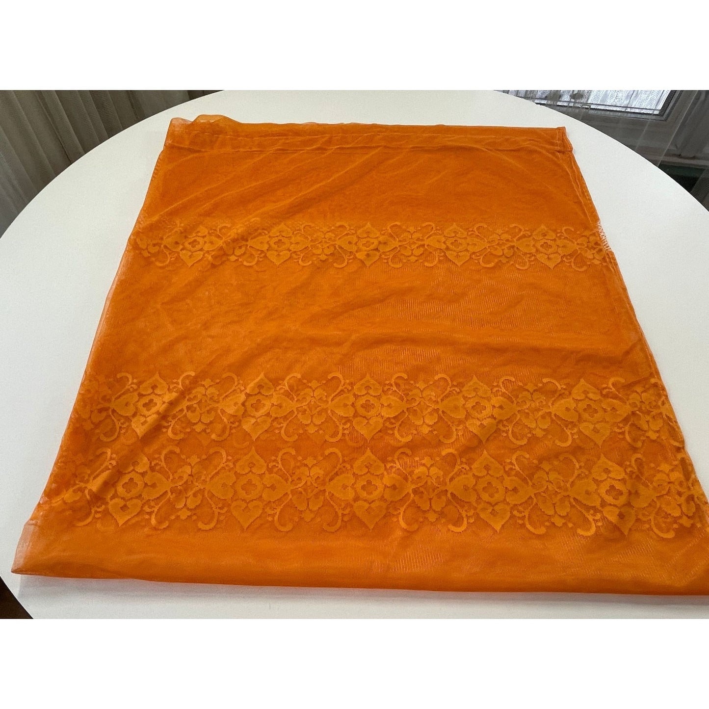 Vintage 70s orange mesh curtain