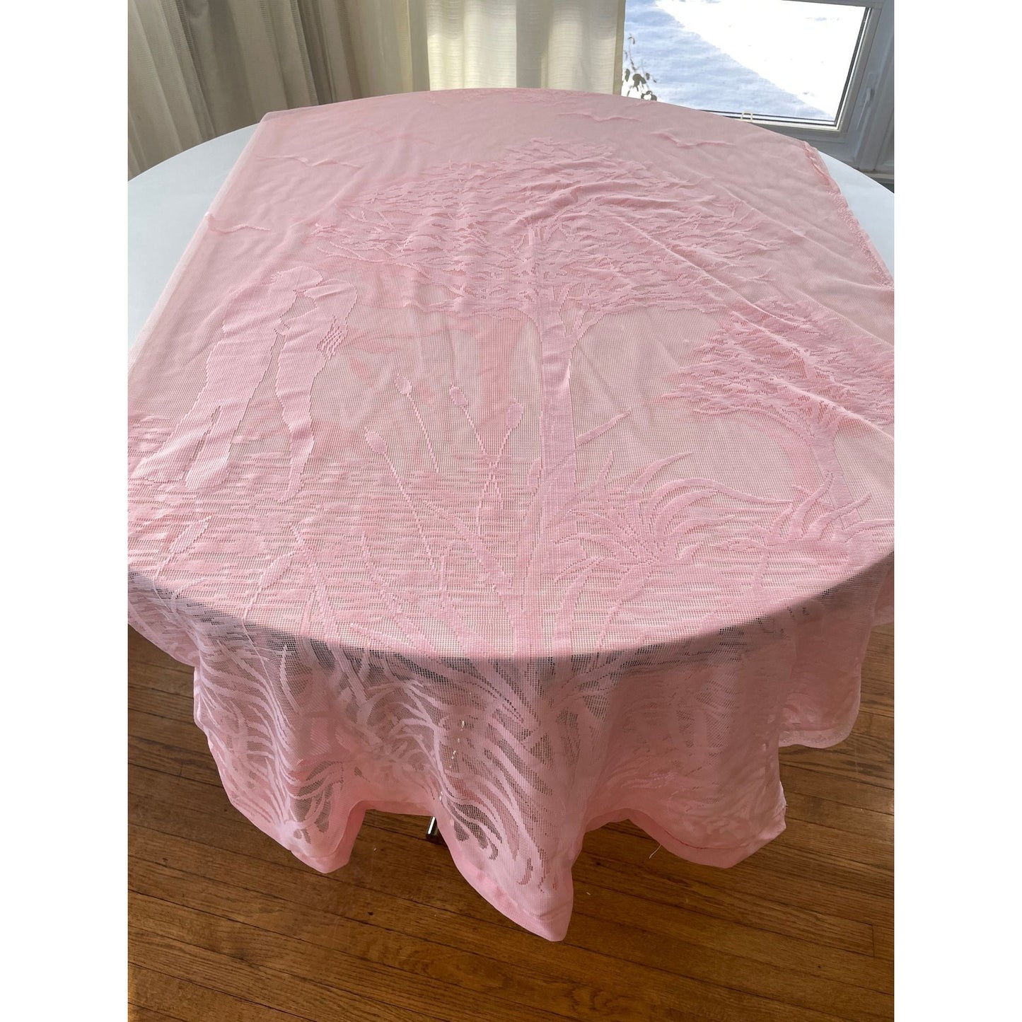 Vintage 80s shower curtain, pink lover silhouette