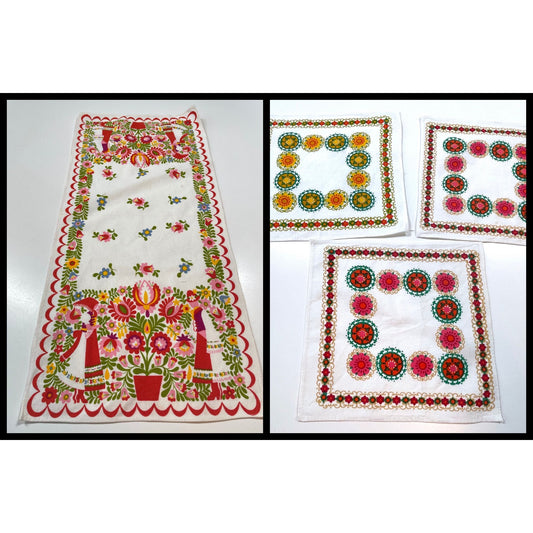 Vintage linen napkins set, Penn Dutch