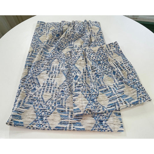 Vintage 70s blue pleated curtains