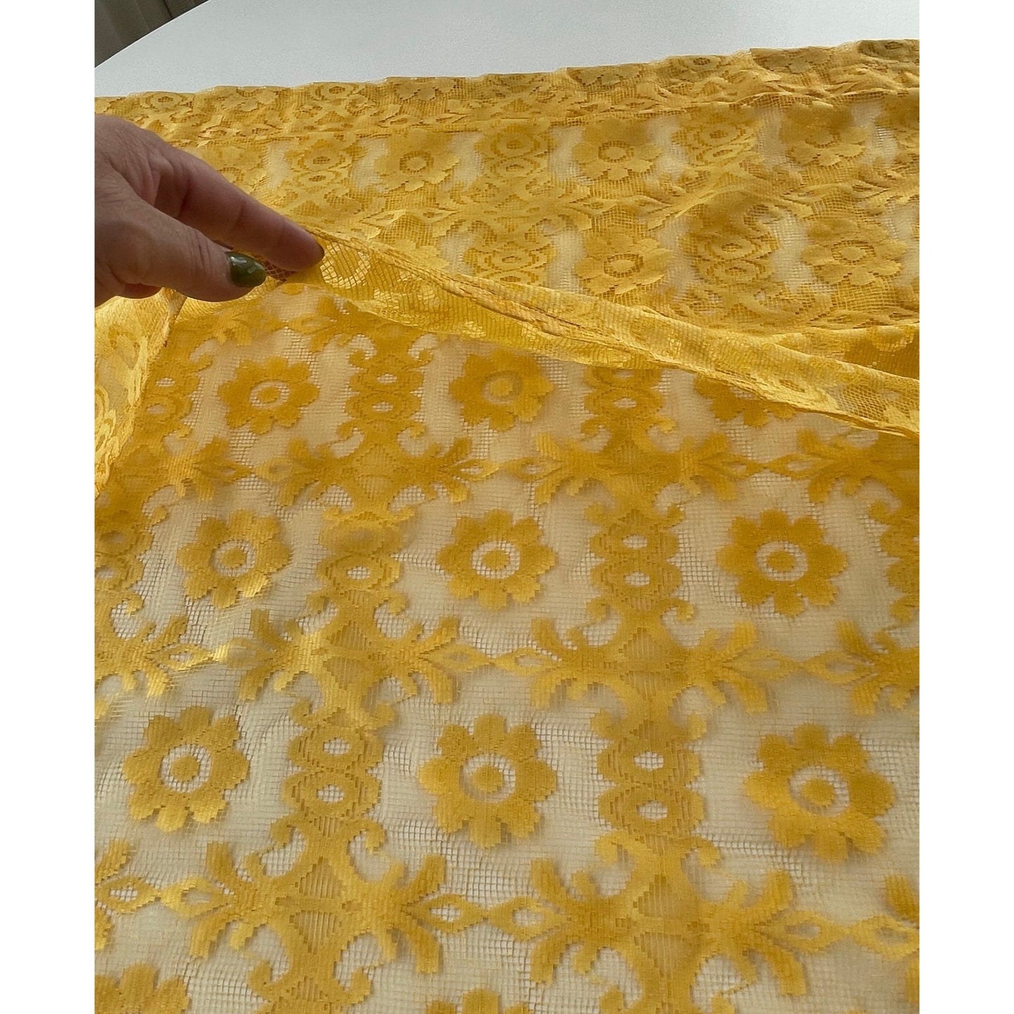 Vintage 70s yellow curtain, single panel or 3 valances