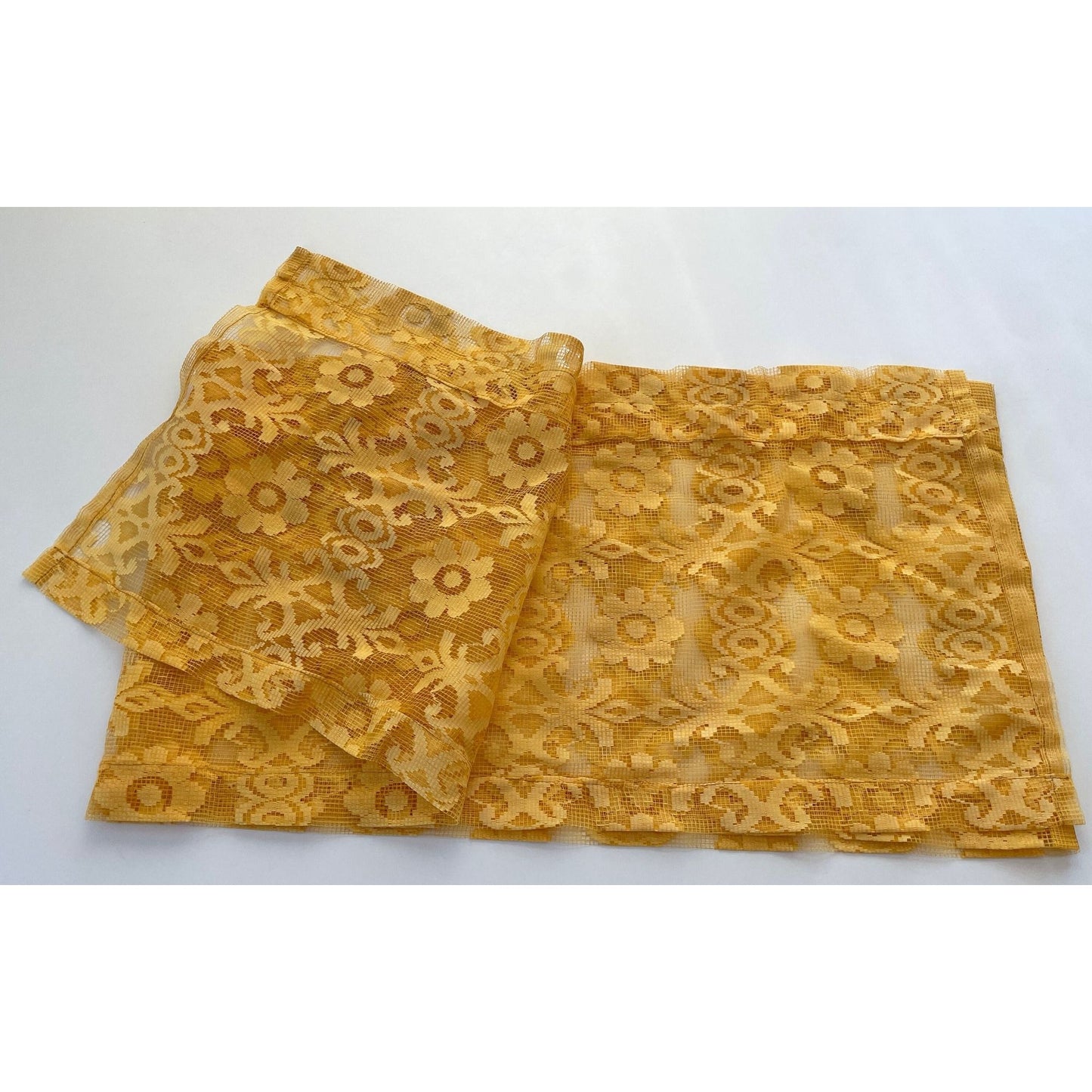Vintage 70s yellow curtain, single panel or 3 valances