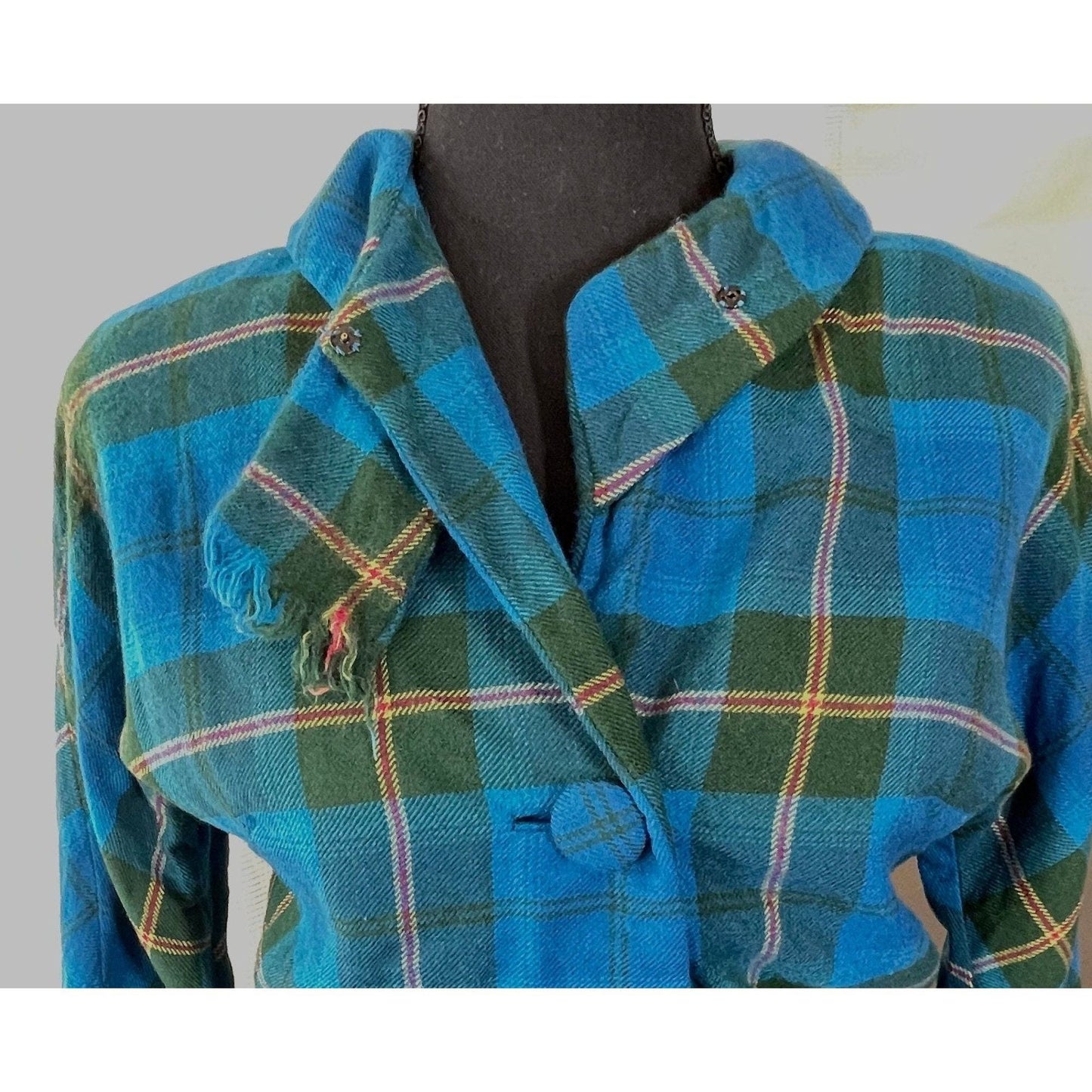 Vintage 1960s two pieces set, plaid wool jacket and straight skirt, AlJean
