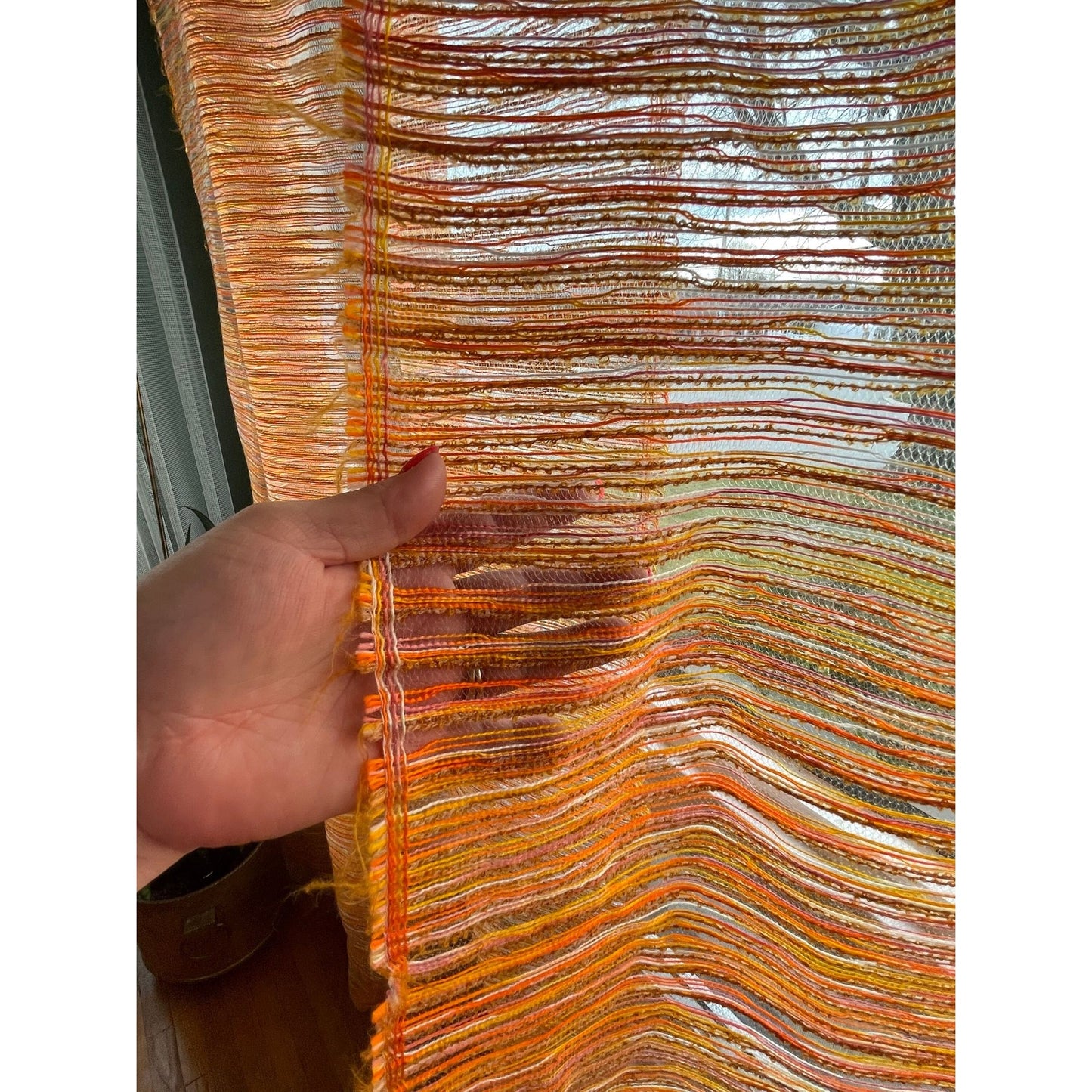 Vintage 70s orange woven mesh panel