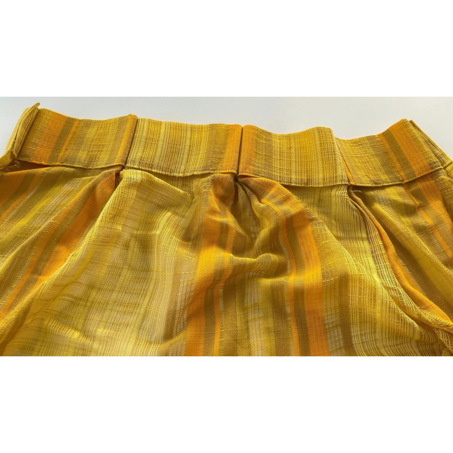 Vintage 70s pleated pair of curtains, yellow