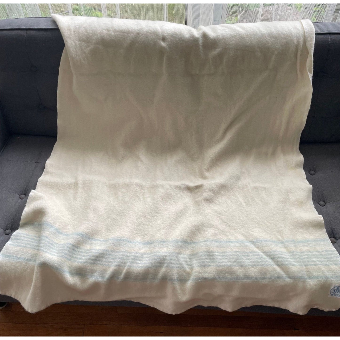Vintage Mid Century 100% wool blanket, Horn Brothers