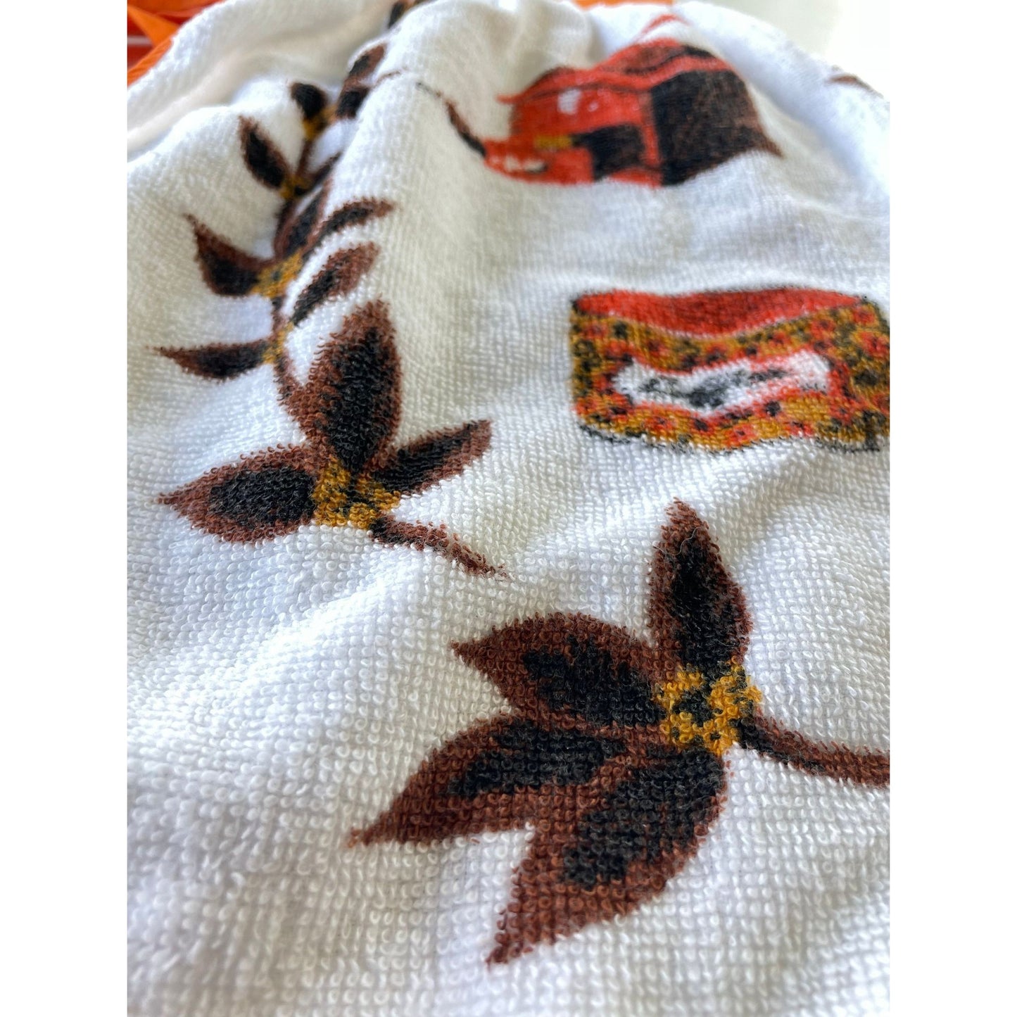 Vintage 70s half apron, terrycloth