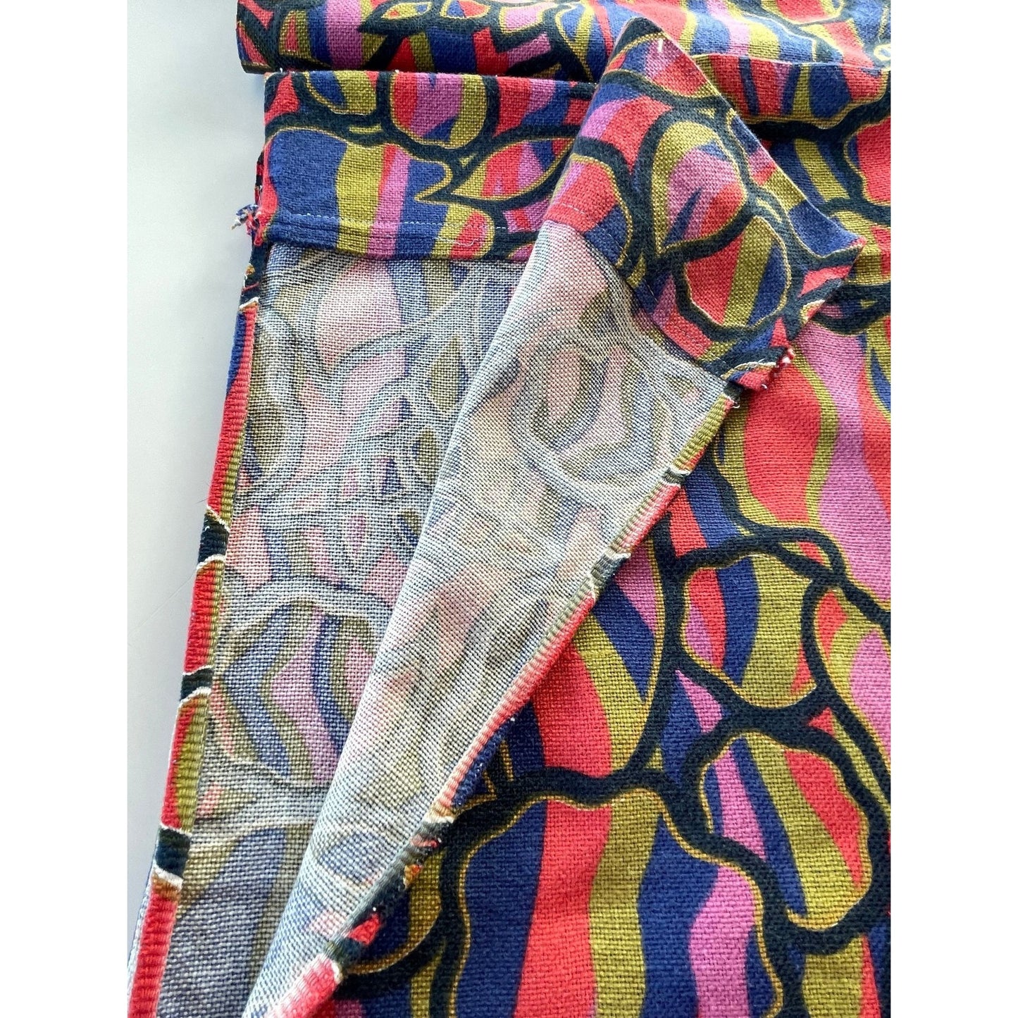 Vintage 70s curtain, multi colored abstract pattern