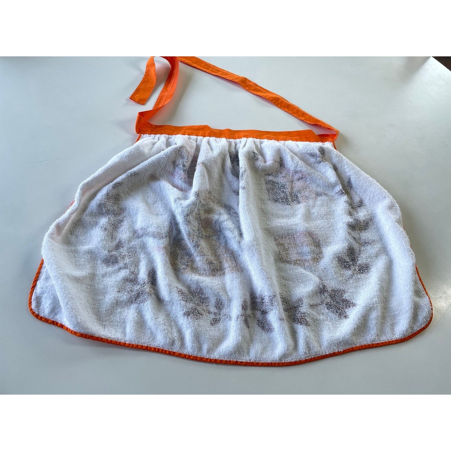 Vintage 70s half apron, terrycloth