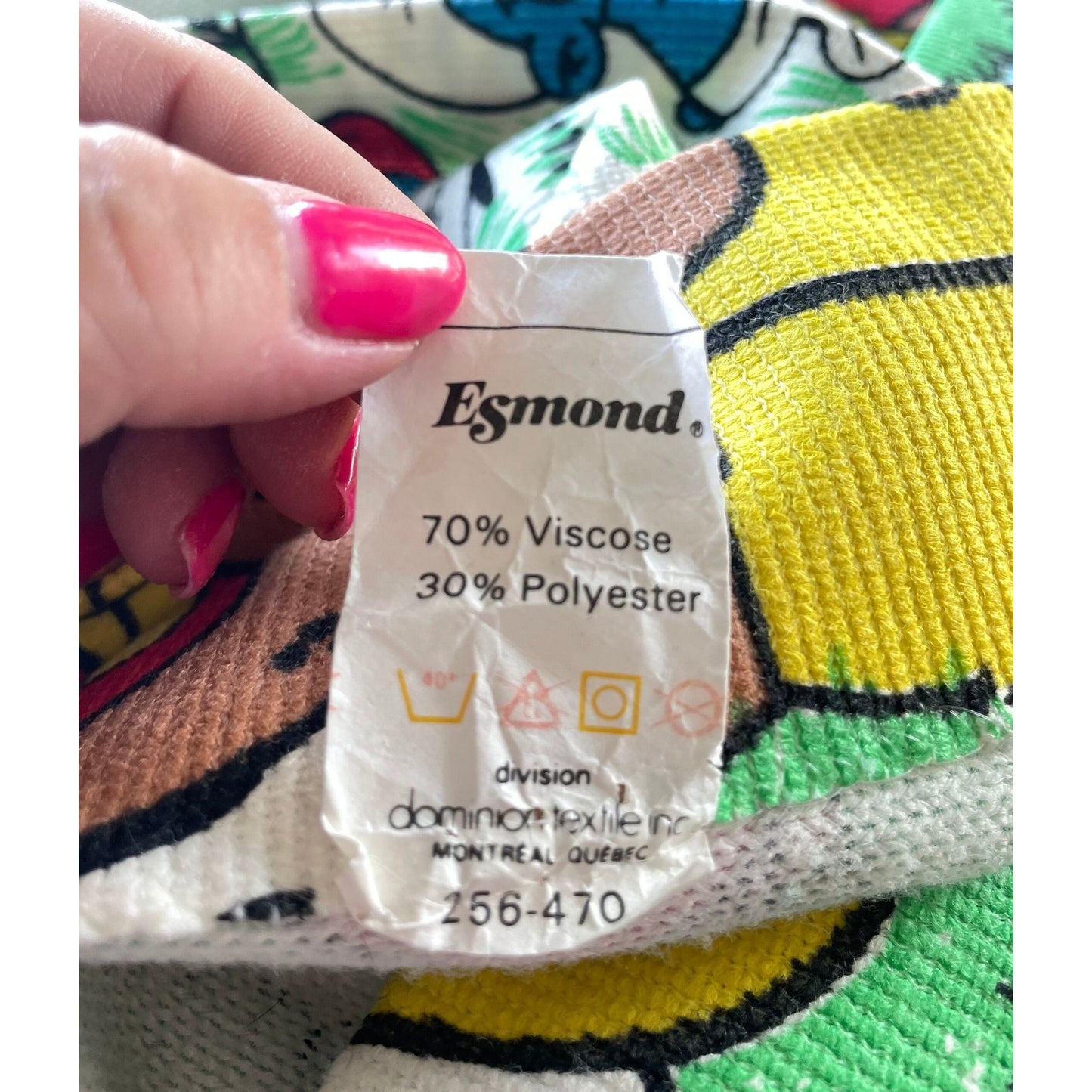 Vintage 70s pleated curtain, Smurf characters, thick panel
