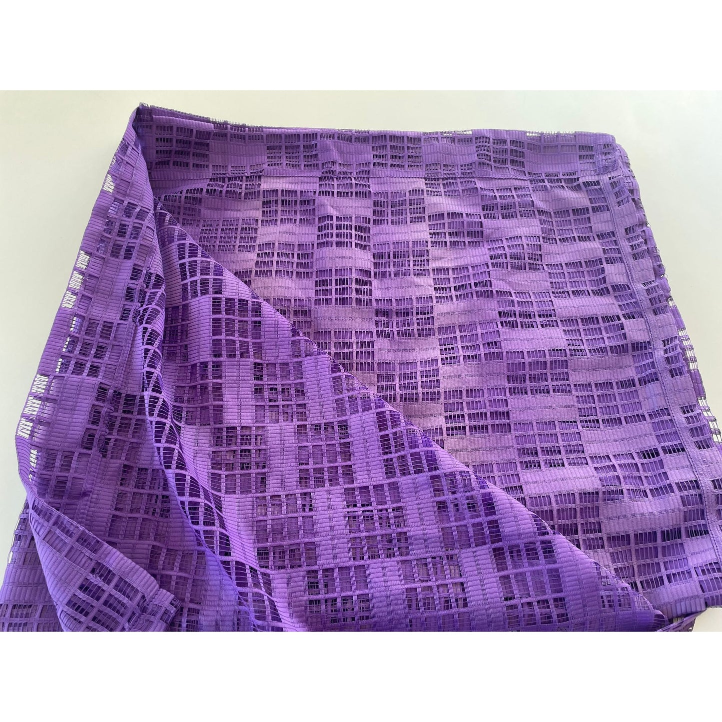 Vintage 80s curtain, purple wide mesh panel