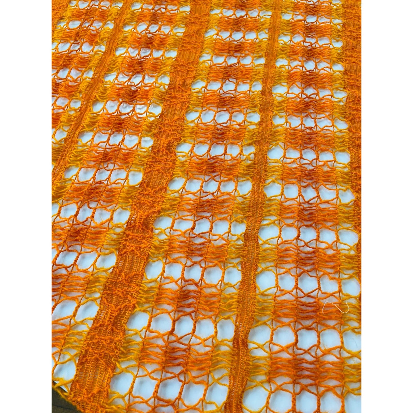 Vintage 70s net woven orange curtains