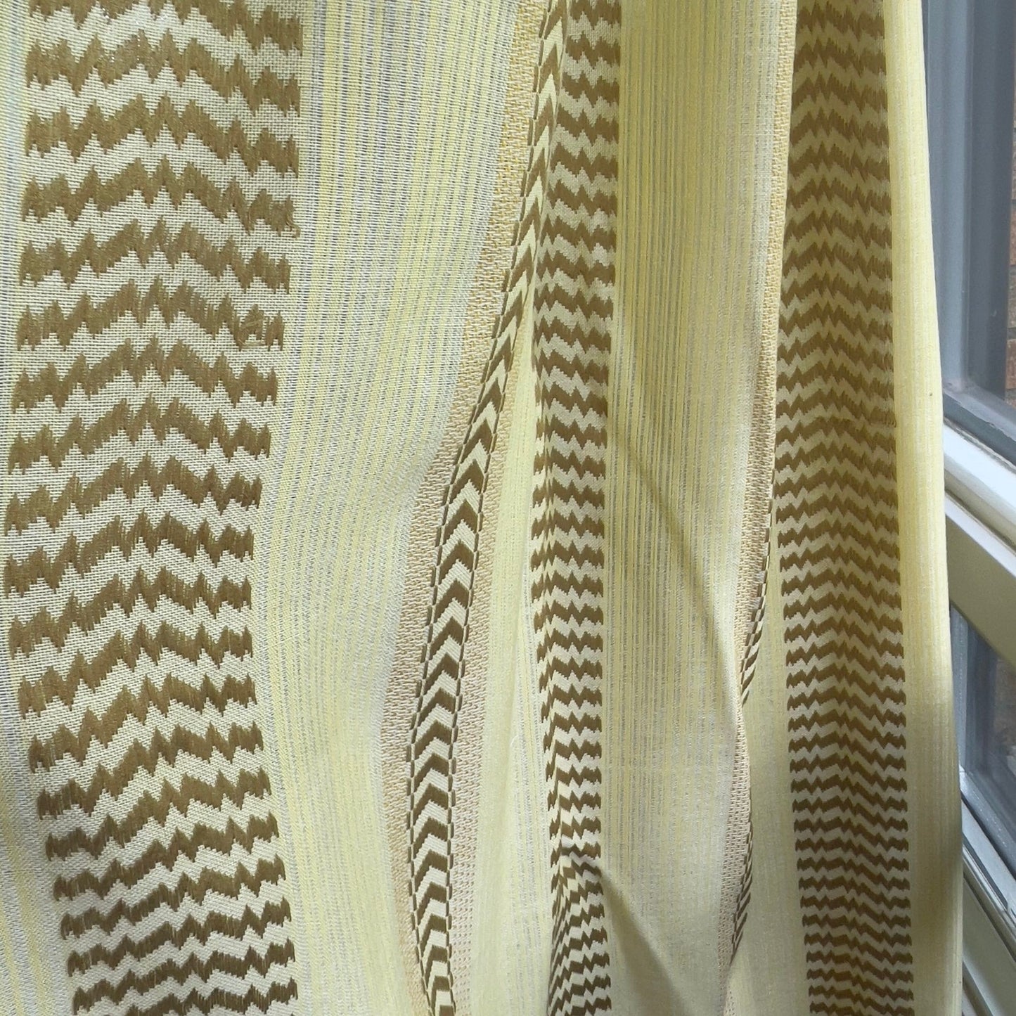 Vintage 70s yellow pleated curtain, single panel
