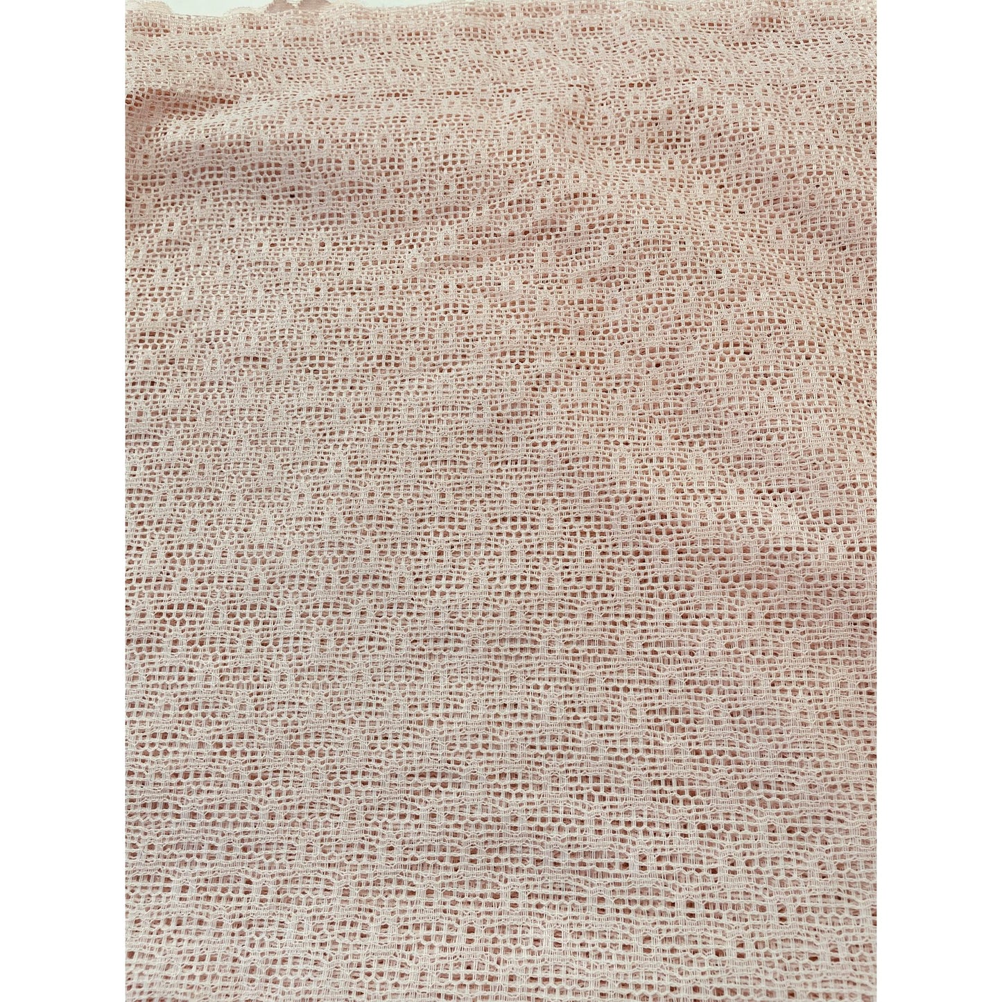 Vintage curtain, pink machine made lace sheer panel