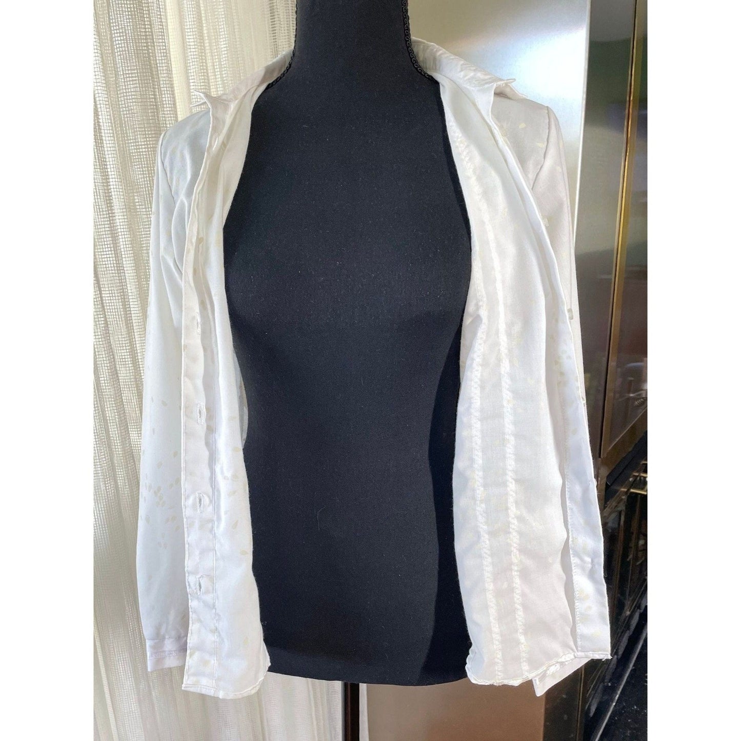 Vintage 1960s semi sheer blouse, white tone on tone