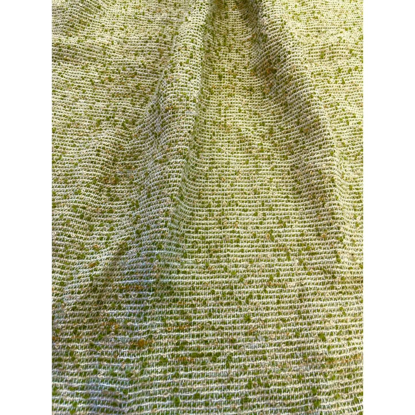 Vintage 70s avocado green, thick woven curtain