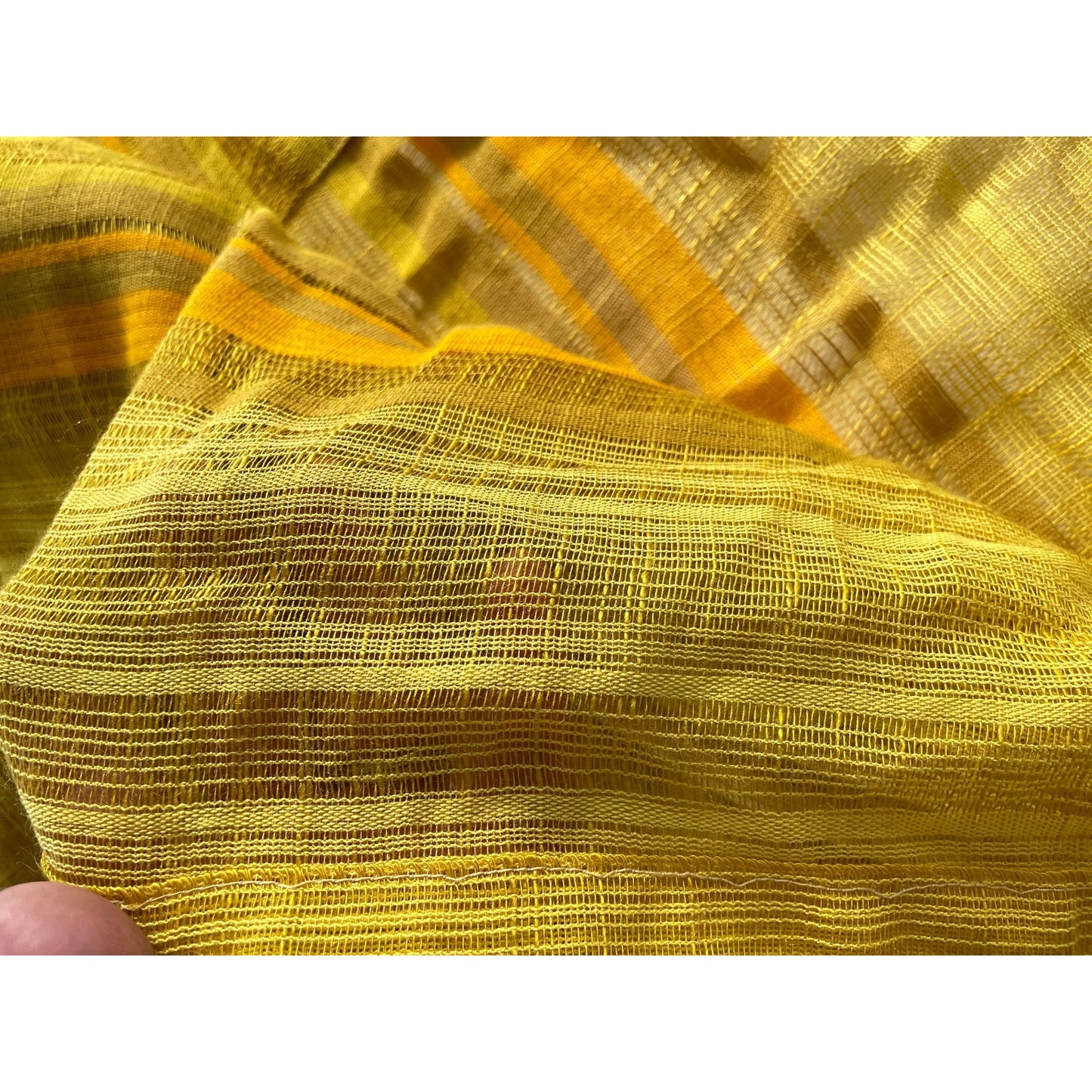 Vintage 70s pleated pair of curtains, yellow
