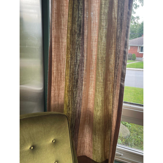 Vintage 70s curtain, tan green ombre pattern