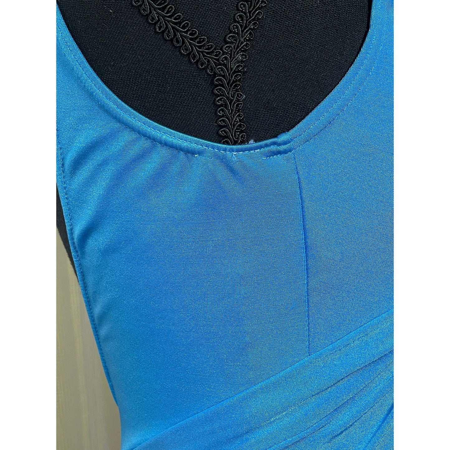 Vintage 70s bathing suit, one piece blue swimsuit, Sea Queen