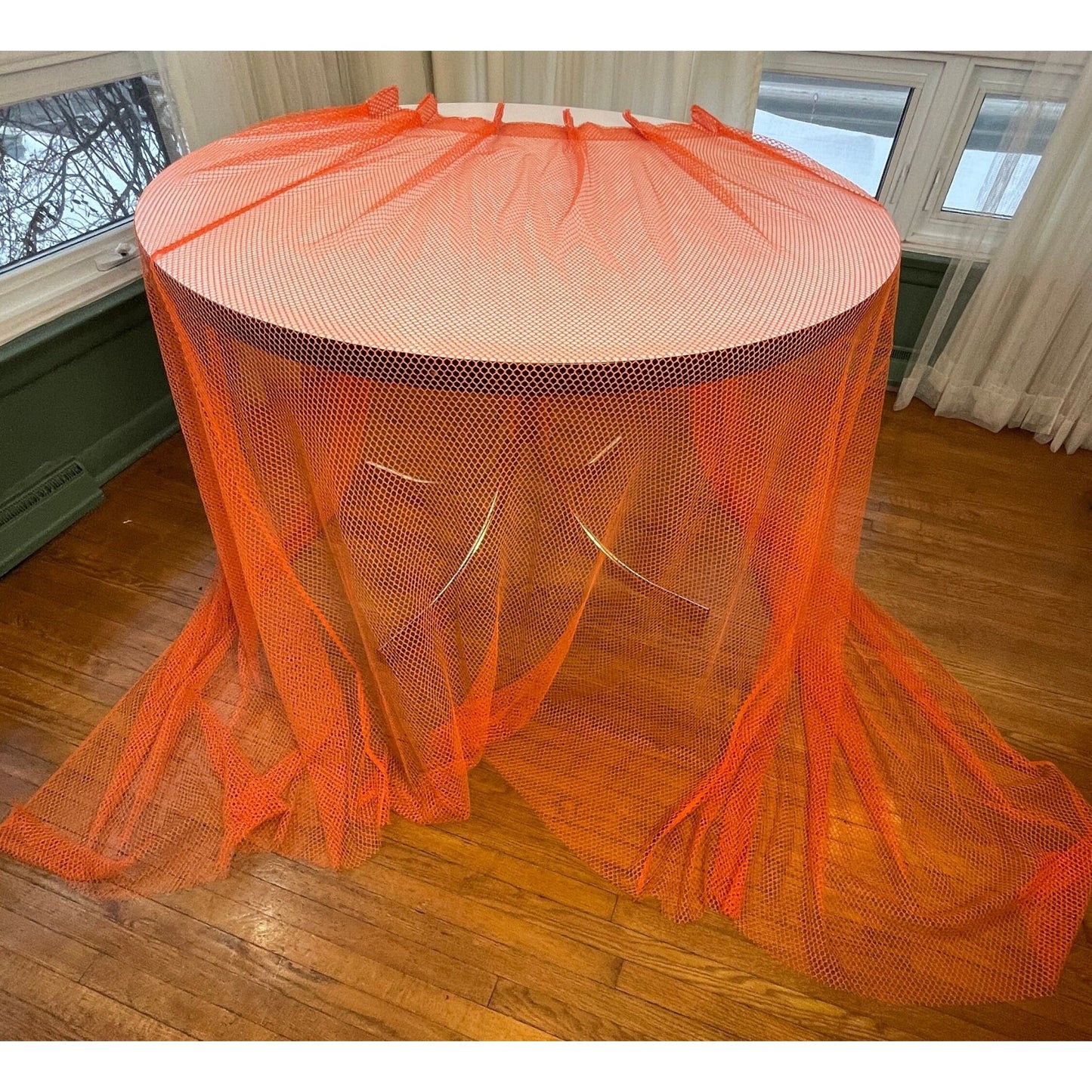 Vintage 70s orange mesh curtain