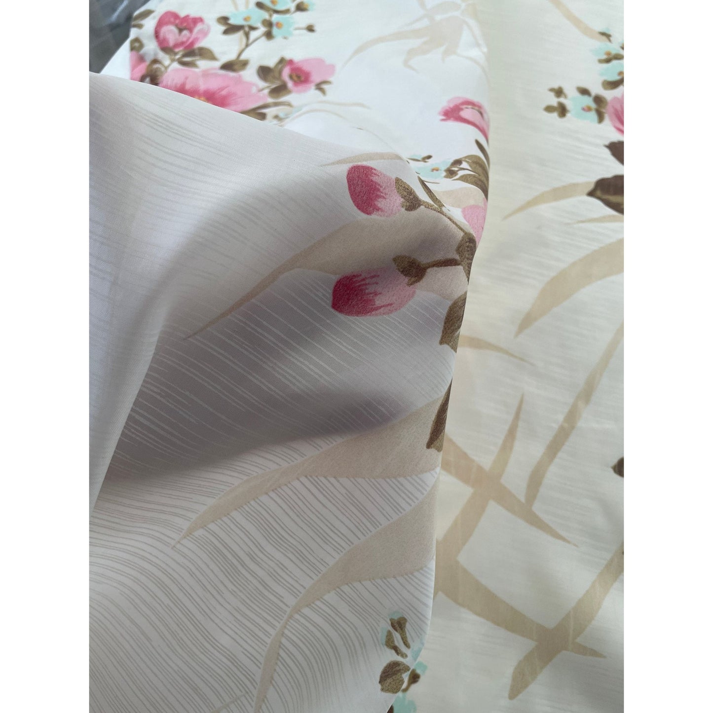 Vintage 60s sheer floral pink curtain