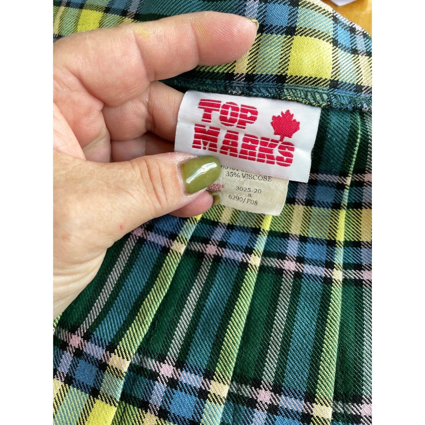Vintage 80s mini skirt, student pleated plaid skirt