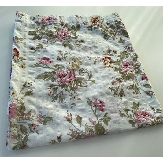 Vintage 90s shower curtain, pink floral fabric