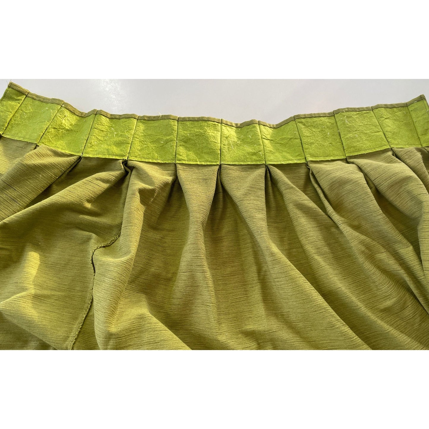 Vintage 70s green pleated curtain
