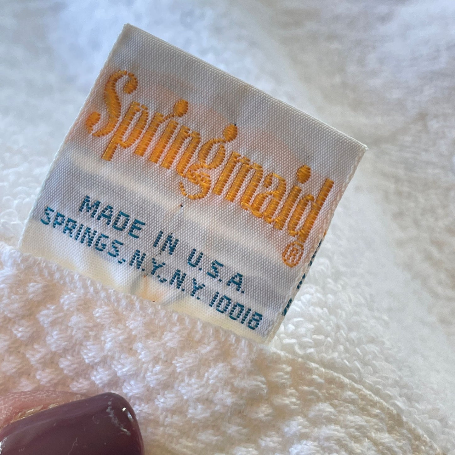 Vintage 80s hand towel, blue plaid pattern, Springmaid