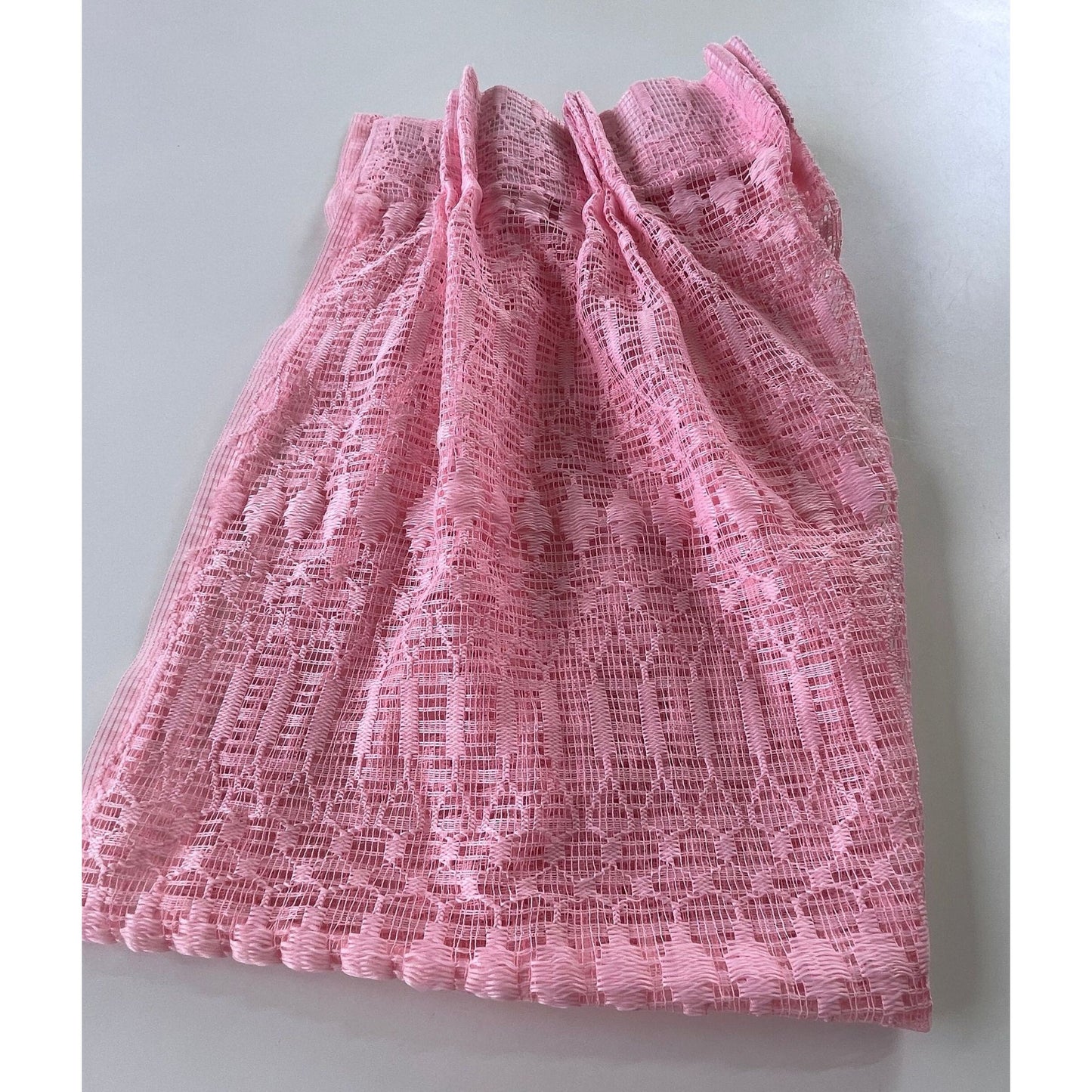 Vintage 60s pleated curtain, pink mesh