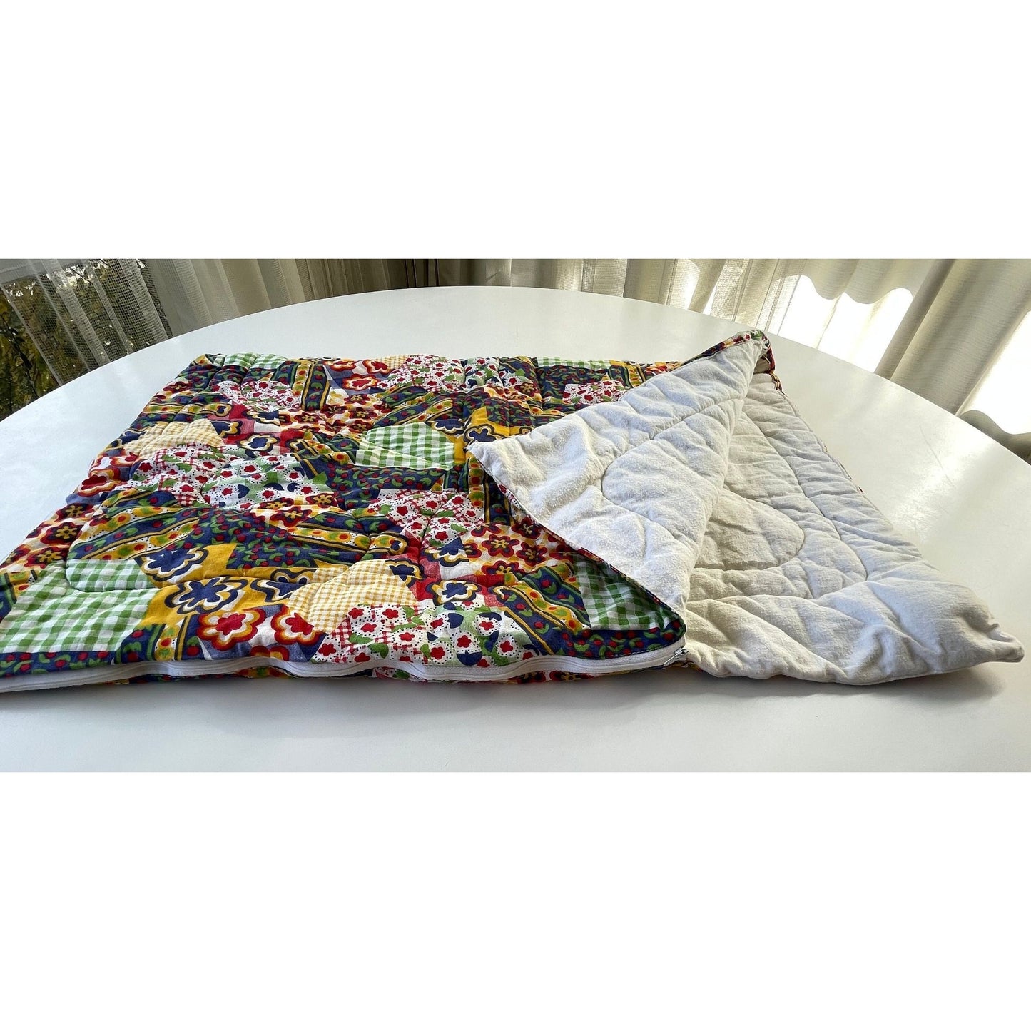 Vintage 70s faux patchwork baby blanket