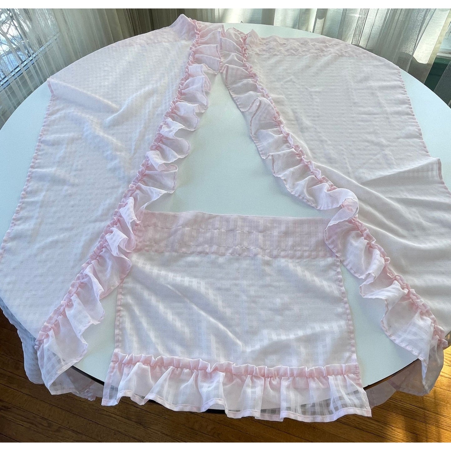 Vintage pink curtains panel with 2 side curtains