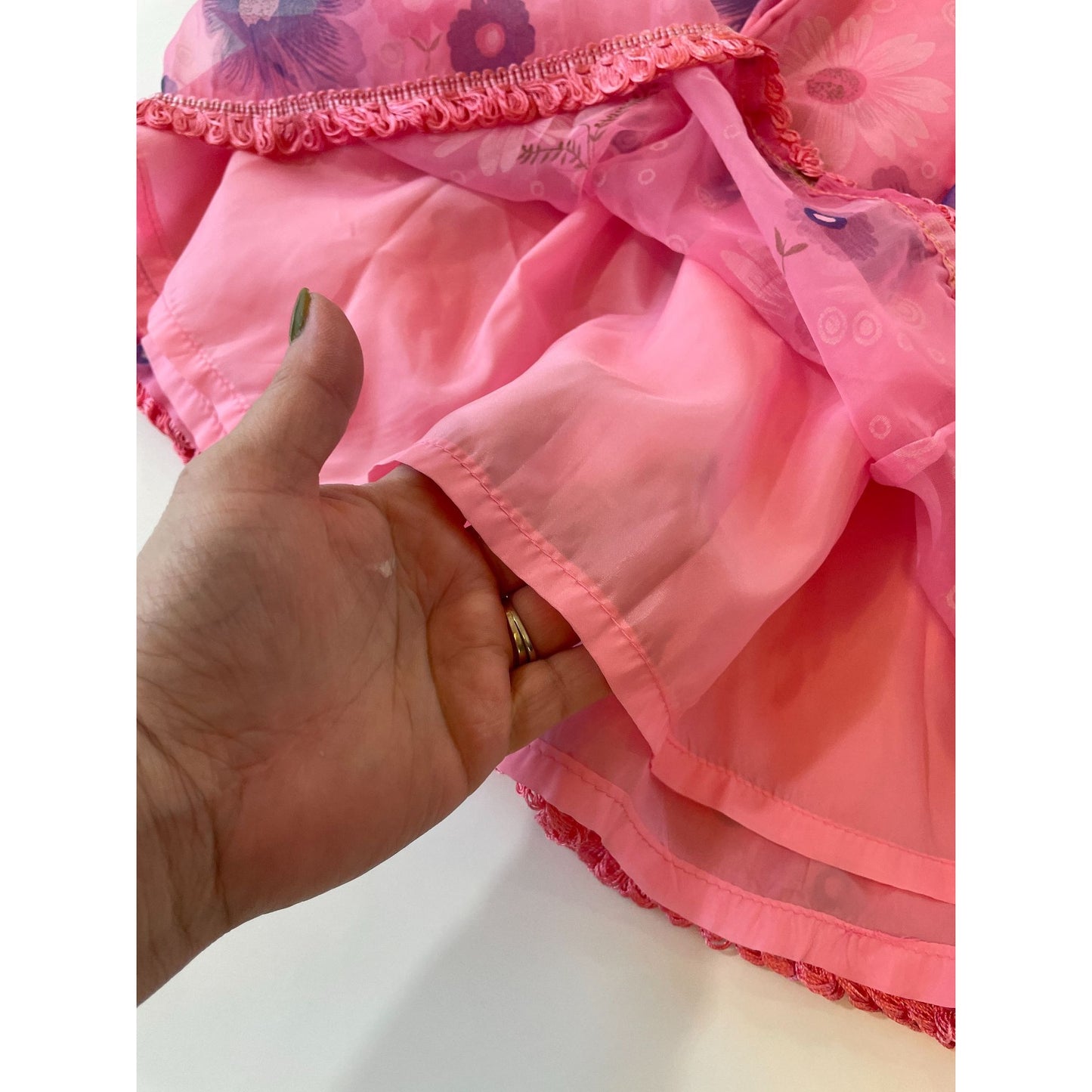 Vintage 70s pleated valance, pink and purple floral