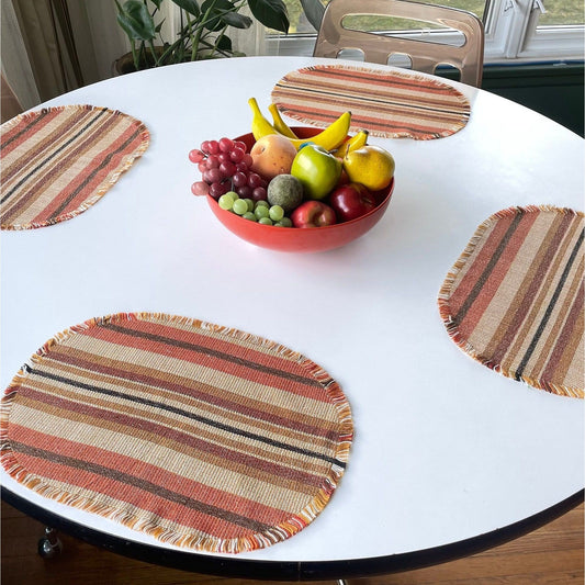 Vintage 80s woven placemats, brown, set of 4