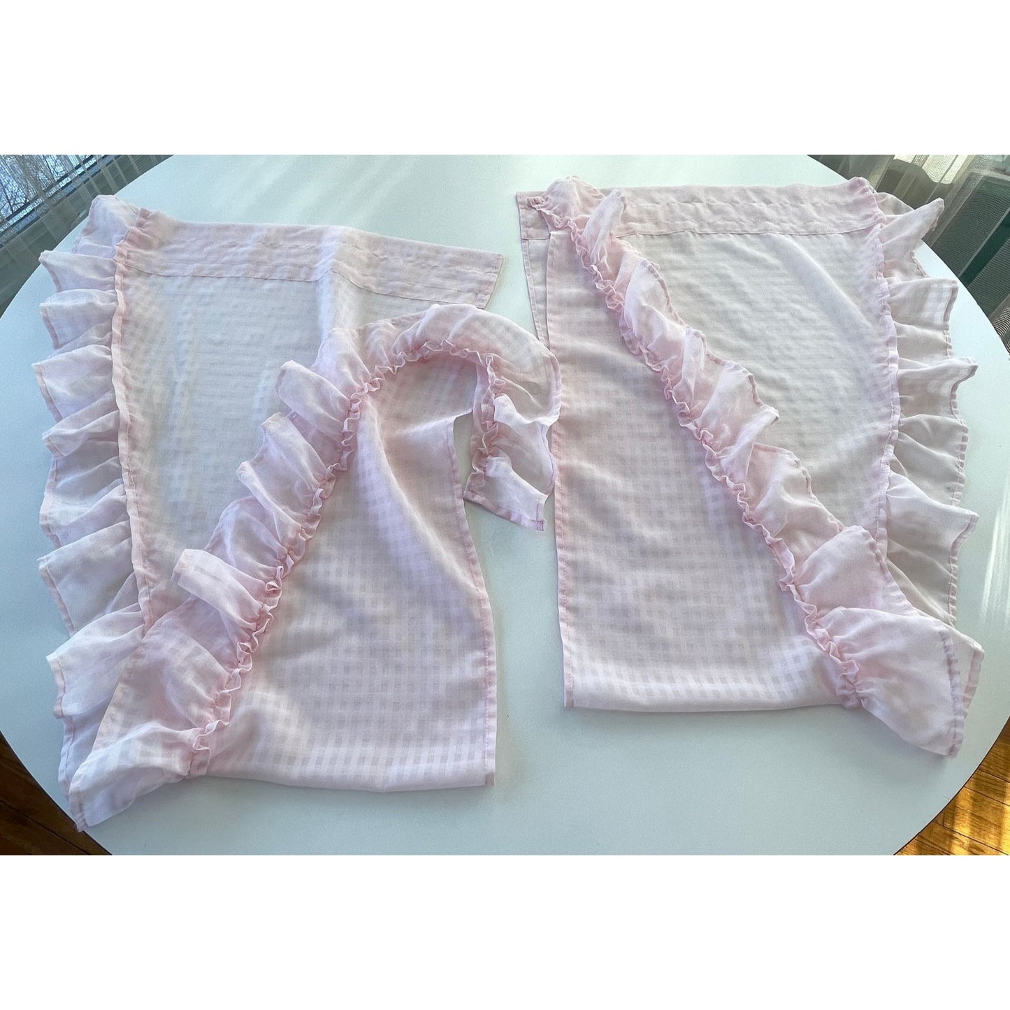 Vintage pink curtains panel with 2 side curtains