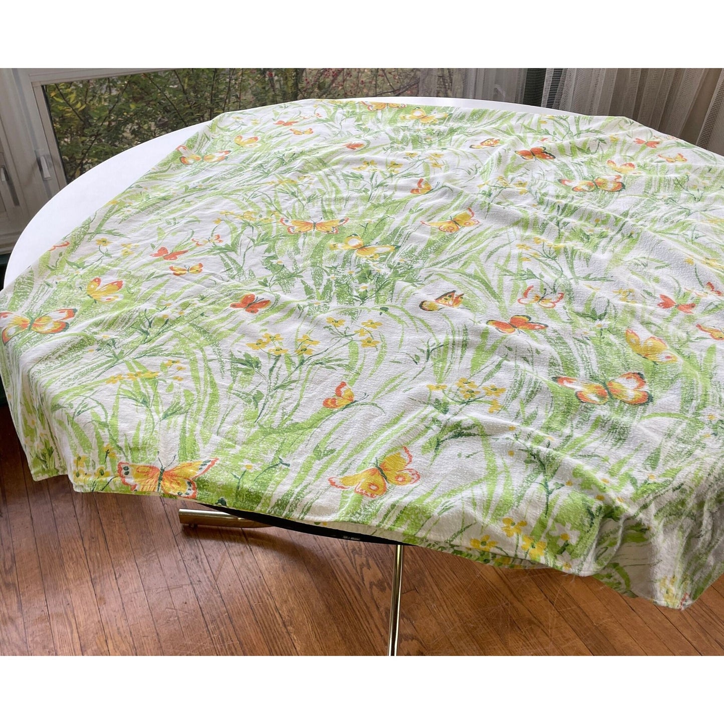 Vintage 70s flannel flat sheet, Sears, twin size