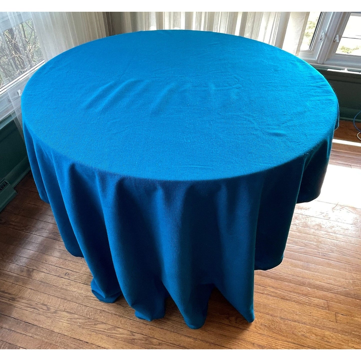 Vintage 70s bedspread, peacock blue bed cover, twin size