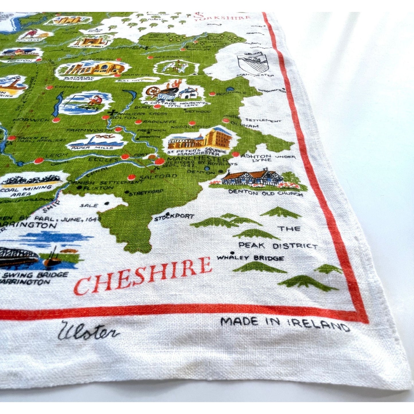 Vintage Lancashire tea towel, Ulster