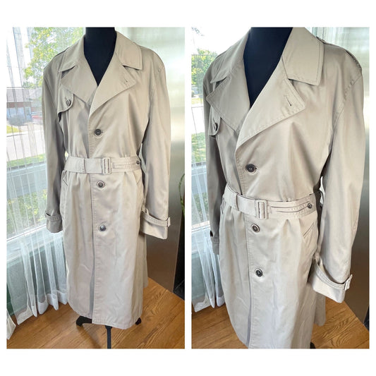 Vintage 80s tan trench coat, gender neutral, Pierre Cardin